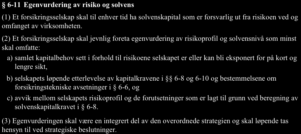 Gjennomføring av Solvens II forts.