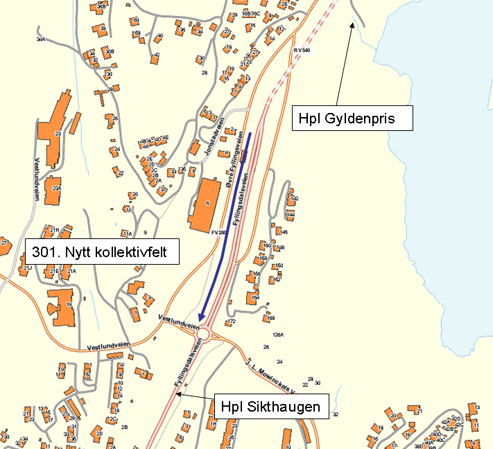 04.03.2008 Frem Bergen - Dokumentasjonsrapport 3.3 Tiltak Linje 31 Varden sentrum Kartet viser tiltak på linje 31 Varden - sentrum. 3.3.1 Tiltak 301.
