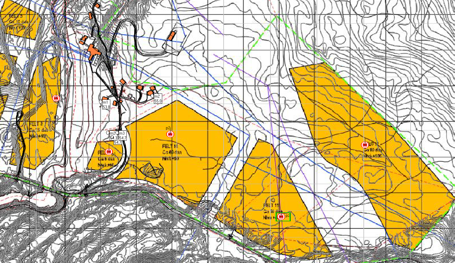 VEDLEGG I: INDUSTRISTØY FRA FELT 8-12, 4 METER BEREGNINGSHØYDE Figur 11: Beregning av industristøy fra felt 8-12.