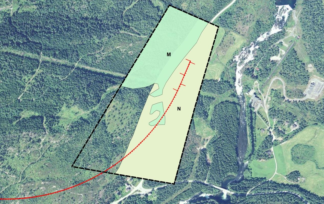 Figur 6 Influensområdet Moskog med ressursområda F (Bruland), G (Jølstra), H (Ranshaugen), I (Bruland- Øyane), J (Vie), K (Hafstad massetak) og L (Jordbruksområde Jølstra).