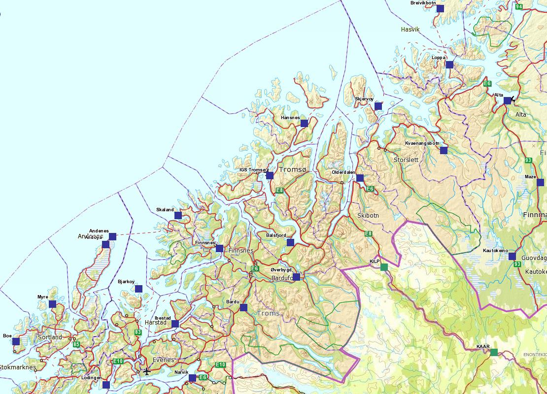 - NN1954 er fortsatt gjeldende vertikalt datum i Troms. Arbeidet med å innføre NN2000 er startet opp. Synfaring av fastmerker er utført 2015 og målinger er utført i 2016.