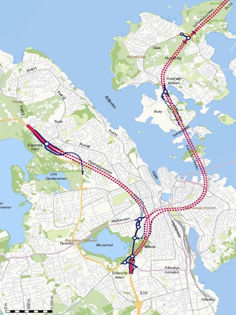 Prosjektdata: Rv. 13 Solbakktunnelen: 14,3 km, ned til 290m under havnivå 2 tunnelløp (T8,5) Ca. 4000/8000 i ÅDT Samlet tunnellengde: 52810m Rv13.