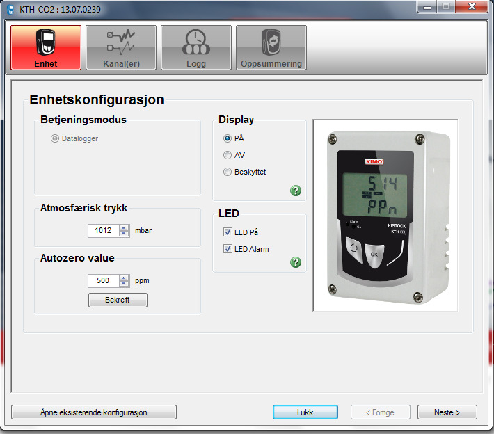 3.1 Enhetskonfigurasjon Åpne konfigurasjonsvinduet på nytt. Se punkt 2.0 og 2.1. TIPS!