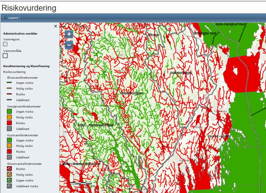 Risiko kystvann Risiko kystvann Vest Viken samlet Tilstand Antall Prosent Km²