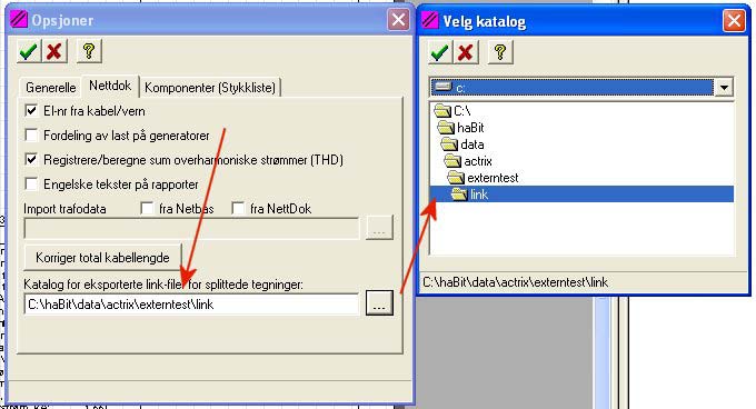 Linkfiler Normal plasseres link-filer på samme katalog som både hovedtegning(hovedfordeling) og tegning med underfordeling.