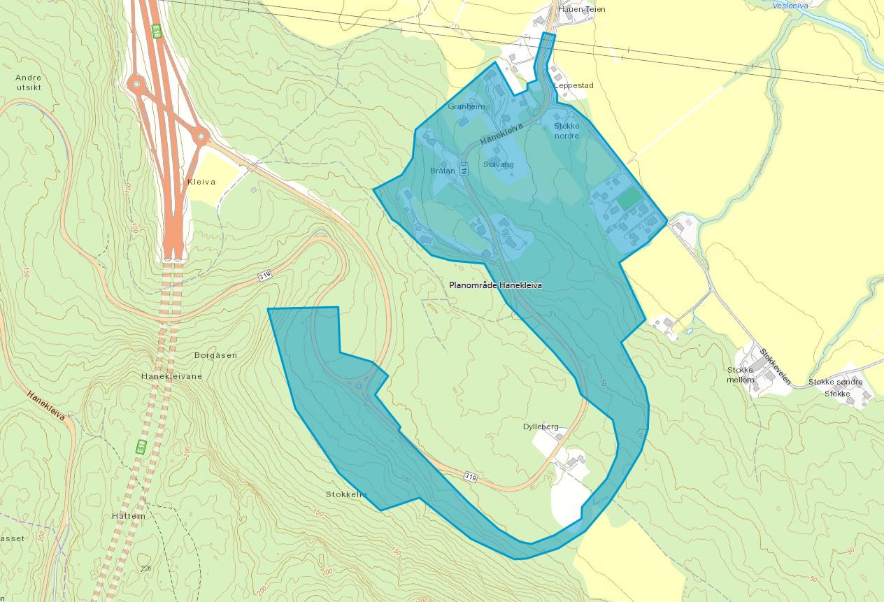 Side 2 av 10 Figur 1. Planområde for reguleringsplan Hanekleiva METODIKK Hele planområdet er befart i vekstsesong av biolog.