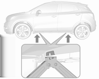 Gjennomfør følgende forberedelser og følg disse anvisningene: Parker bilen på et plant og solid underlag som ikke er glatt. Forhjulene skal stå i rett-fram-stilling.