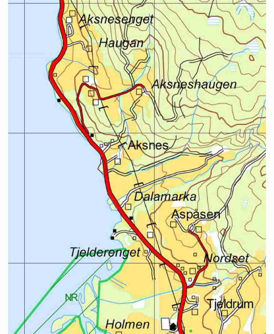 Tiltaksbeskrivelse: 1721/65/5, Aksnes søndre - campingplass Dagens formål LNF Situasjonskart impediment Ca 5 daa Foreslått formål Oppstillingsplass for ca 15 stk.