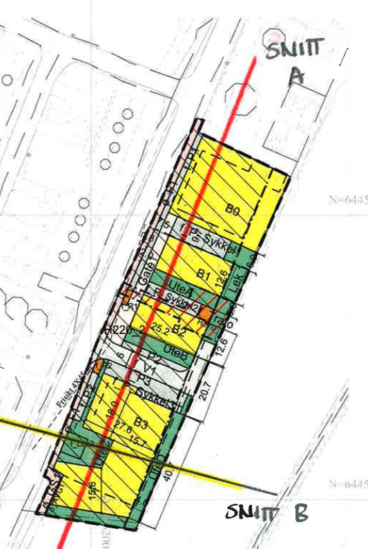 Side 8 Det er på plankartet tegnet inn byggegrenser 4 m fra nabogrensen. Det planlegges å bygges 13,5 m høye bygg her med utstikkende balkonger.