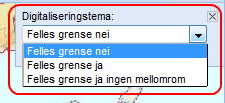 Endre valg for ett eksisterende område Har en to overlappende polygoner som en vil endre slik at de deler felles grense, gjør følgende: 1.