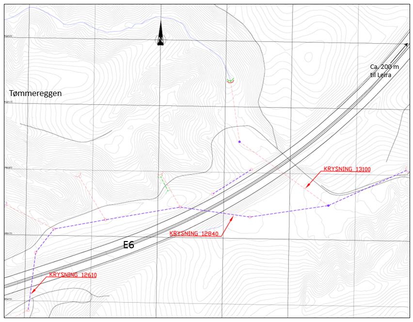 7 Tegning GH-3060 7 Tegning GH-3060 Tegning GH-3050 viser et område som ligger ca. 200 m sørvest for der E6 krysser elva Leira, og sørøst for Tømmereggen, se Figur 7-1.