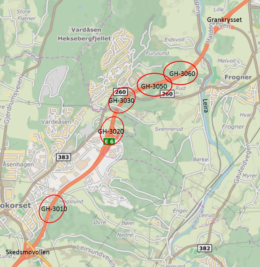 2 Oversiktskart 2 Oversiktskart Figur 2-1 er en oversikt som viser omtrentlig plassering av kartutsnittene som er vist i tegning GH-3010 GH-3060.