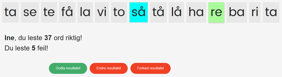 Øving på feil leste ord Rett aldri på eleven når han/hun leser. Da stjeler du av øvingstiden. Merk deg ord som leses feil. Øving på feil leste ord skal foregå mellom leseomgangene.