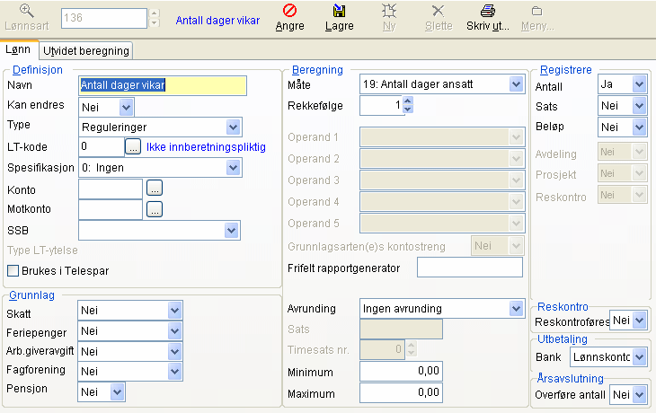 4. Ekstrakjøring Beløpet som skal korrigeres må beregnes manuelt. 2. Velg oppgaven Daglig Periodens lønn/trekk Registrere pr.