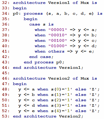 Multipleksere/tristate I enkelte FPGA-familier finnes det interne tri-state buffere. Disse kan benyttes som alternativ til multipleksere (finnes f.eks i familiene Virtex/Virtex-E).