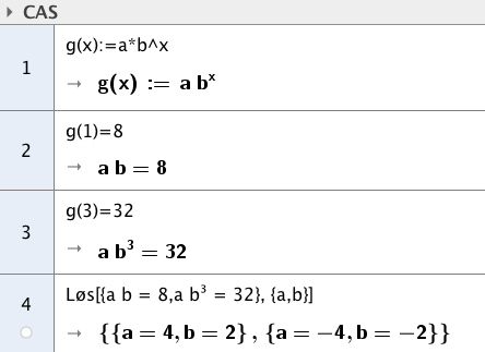 Løsninger til oppgvene i ok y y x x 3 = 3 8 = 4 = 4 = 4 = ± Vekstfktoren er positiv og vi får =.