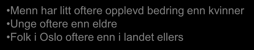 Nedgang i andel som har opplevd bedret privatøkonomi siste 12 måneder Hvis du tenker tilbake på de siste 12 månedene, hvordan har din privatøkonomi utviklet seg? Har den blitt.