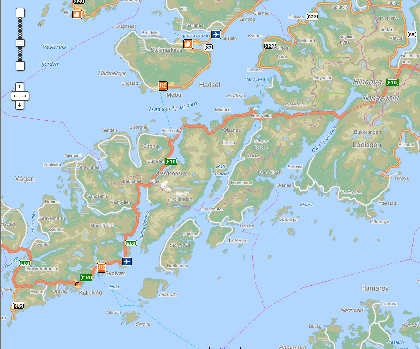 4.4 Kart over ruteområdet 4.5 Kaier og avgifter Dagens hurtigbåt benytter vanlig kai på Stokmarknes.