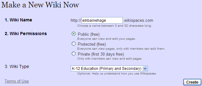 Du kan be om tilgang til en Protected Wiki (eksempler under her finner du på http://skavli.wikispaces.com/ ) Du kan be om å få redigeringsrettigheter på en Protected side du finner på nettet.
