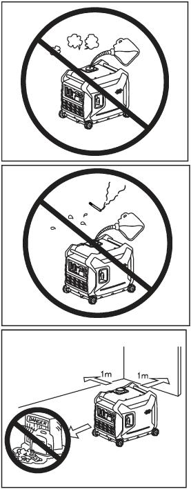 SIKKERHETSINFORMASJON FARE Bruk strømaggregatet kun utendørs. Eksos inneholder kullos, en gass som både er usynlig og luktfri. Innånding kan resultere i bevisstløshet og død.