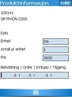 Det gjøres også et oppslag på varen og dersom varenummeret eller ean-nummeret blir funnet i registeret, vises varenavnet og forpakningsinformasjon.