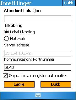 2.0 Innstillinger Dersom man velger ikonet med verktøy i kryss, får vi opp bildet for innstillinger.