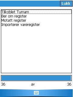 3.0 Register Bildet under brukes for å vedlikeholde produktregisteret og kontaktregisteret som terminalen bruker.
