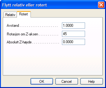 26.10.2009 Kapittel 2... 35 Vegg med kjent vinkel og ukjent lengde mellom to vegger Her vises hvordan en kan inngi en vegglengde i en bestemt retning dvs å flytte rotert (polar).