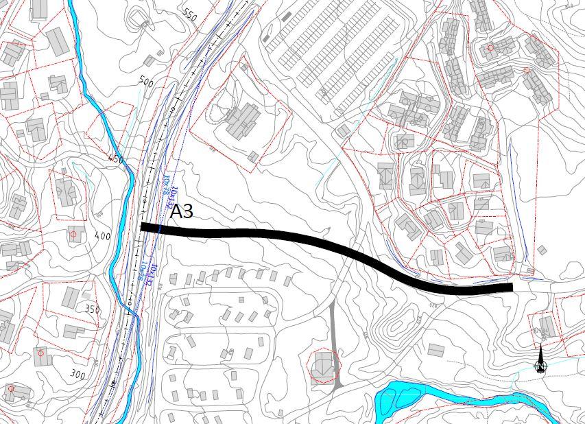 Side 11 av 16 Alternativ A3 kryss mellom Fjøllhalli og campingplassen Kryss mellom Fjøllhalli og campingplassen, vedlegg TC002. Krysset blir liggende mellom to relativt krappe kurve.