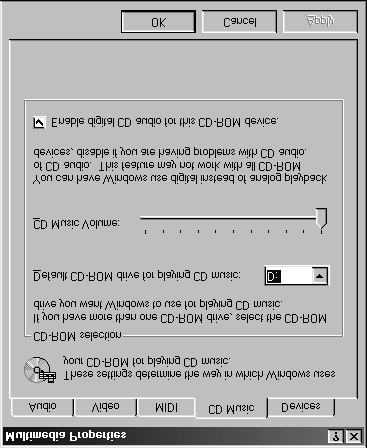 Figur 5: Velge digital avspilling 16) Velg "Aktiver digital CD audio" nederst i vinduet. 17) Klikk på "OK" for å lagre de nye innstillingene. 18) Lukk vinduet "Kontrollpanel".