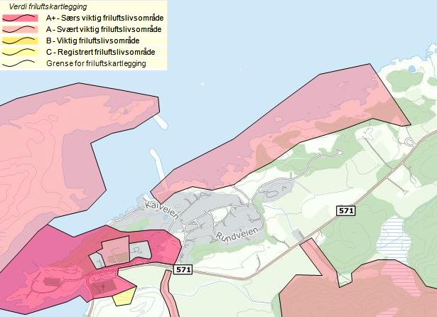 Friluftskartleggingen utført av Salten friluftsråd. Havområdet utenfor Kjerringøy sentrum er en del av området som er foreslått som marint verneområde for Karlsøyvær (se figur under).