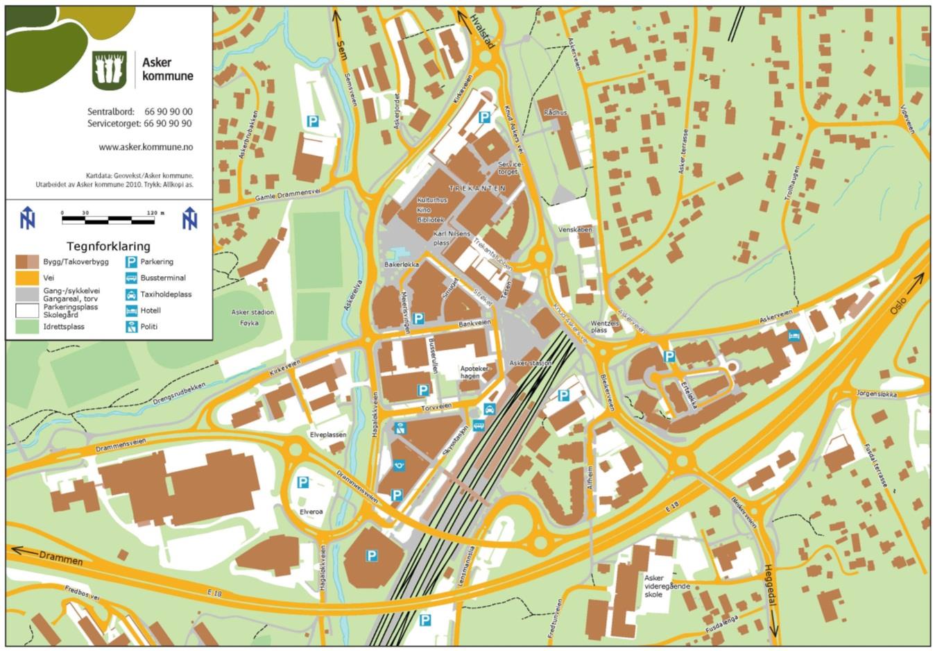Kommunedelplan E18 Slependen-Drengsrud Temarapport lokal og regional utvikling jernbanestasjonen være et naturlig valg av sentrumspunkt.
