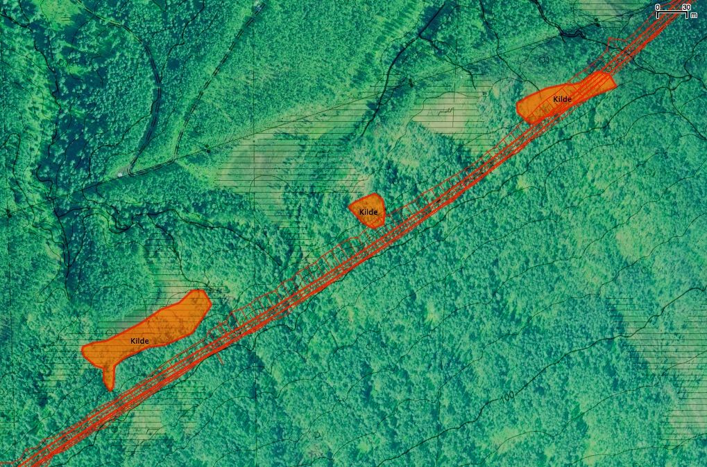 8.6 Lokalitet 5. Nyskog sørøst Naturtype (%): Utforming: A06 Kilde og kildebekk A0601 Kilde i lavlandet Supplerende naturtype (%) Utforming: Verdi: B Undersøkt dato: 11. september 2013 Figur 19.