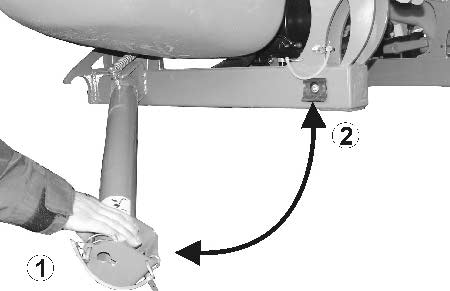 Oppbygning og funksjon for grunnmaskinen 5.4 Parkeringsstøtter Fig. 25: Maskin oppstilt med oppstillingsinnretningen.
