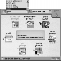 Proof Sign-off: A5 size scan.fm 10/13/99 Pass 3 R For å velge det programmet du ønsker å åpne med Scan-knappen klikker du enten på ] Scan-ikonet (nederst til venstre), eller velg det fra menyen.