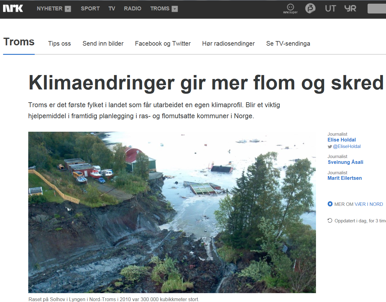 Lokal tilpasning - Klimaprofil Troms, nrk.no 20.05.2015: 22.09.