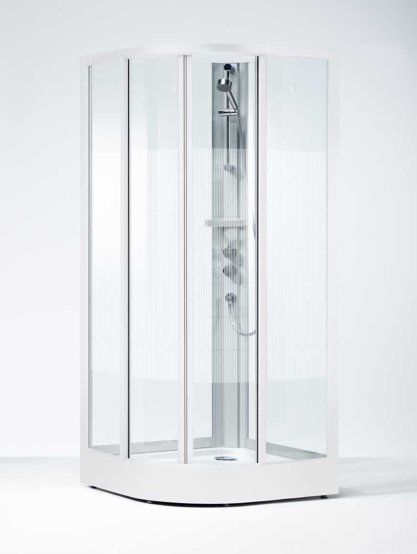 DUŠAI Ifö Solid pusapvalė dušo kabinae SKR, baltai dažytais profiliais, skaidriu grūdintu stiklu Pasirinkite standartinį arba prabangųjį kabinos panelį Produktas Kaina Lt, su PVM Grupe Svoris neto