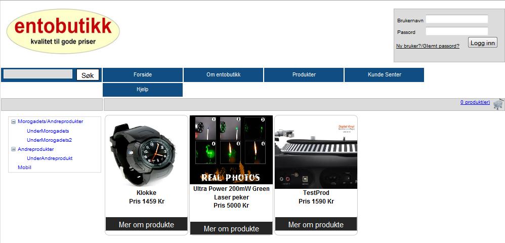 3.2 KJØPE PRODUKT For å få oversikt over produkter må man gå til menyen på venstre