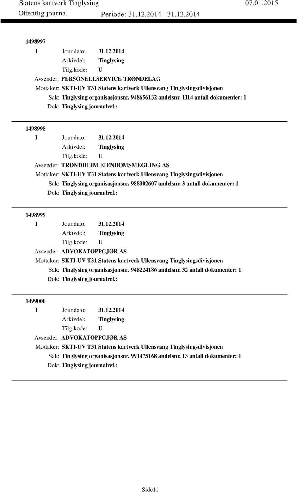 3 antall dokumenter: 1 1498999 Avsender: ADVOKATOPPGJØR AS Sak: organisasjonsnr. 948224186 andelsnr.