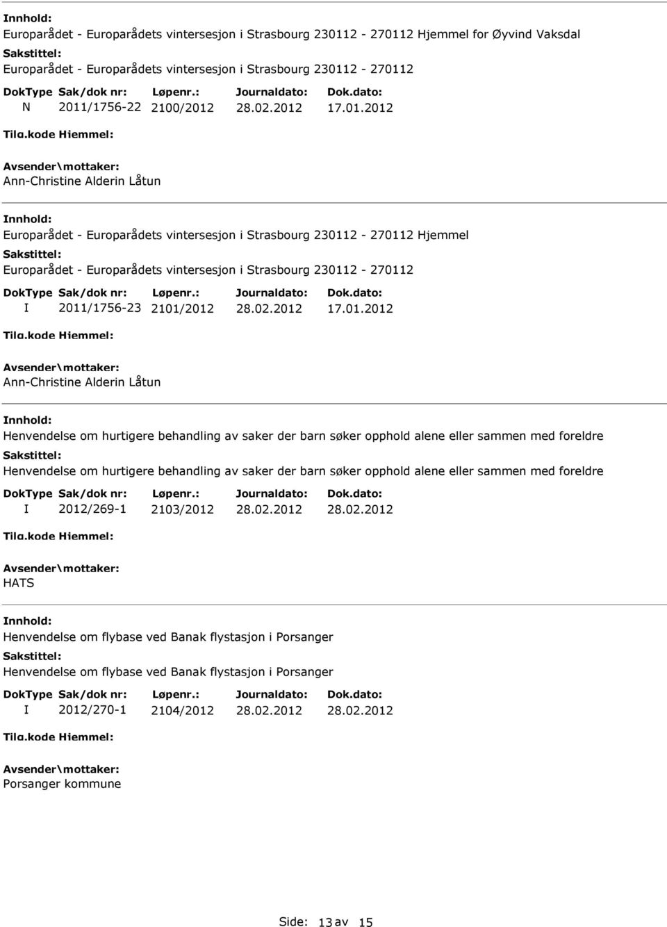 2 Hjemmel for Øyvind Vaksdal 2 N 2011