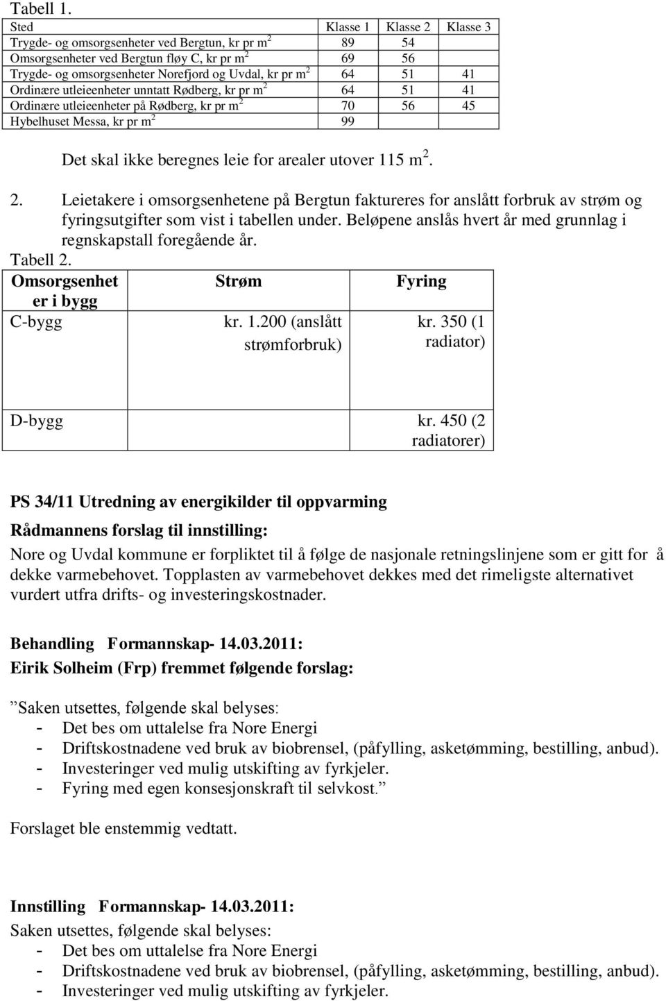 41 Ordinære utleieenheter unntatt Rødberg, kr pr m 2 64 51 41 Ordinære utleieenheter på Rødberg, kr pr m 2 70 56 45 Hybelhuset Messa, kr pr m 2 99 Det skal ikke beregnes leie for arealer utover 115 m