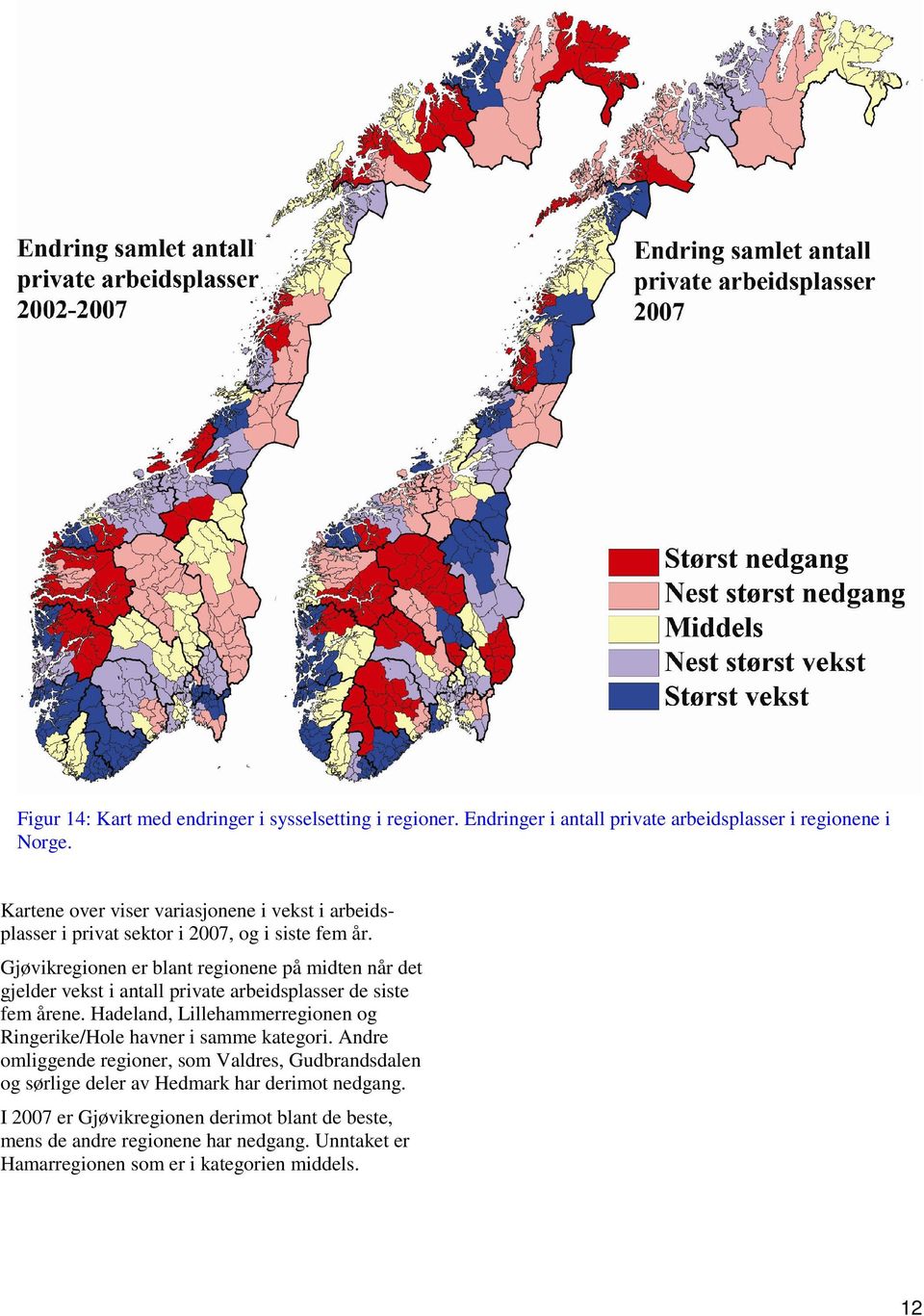 Gjøvikregionen er blant regionene på midten når det gjelder vekst i antall private arbeidsplasser de siste fem årene.