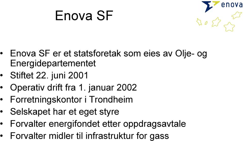 januar 2002 Forretningskontor i Trondheim Selskapet har et eget styre