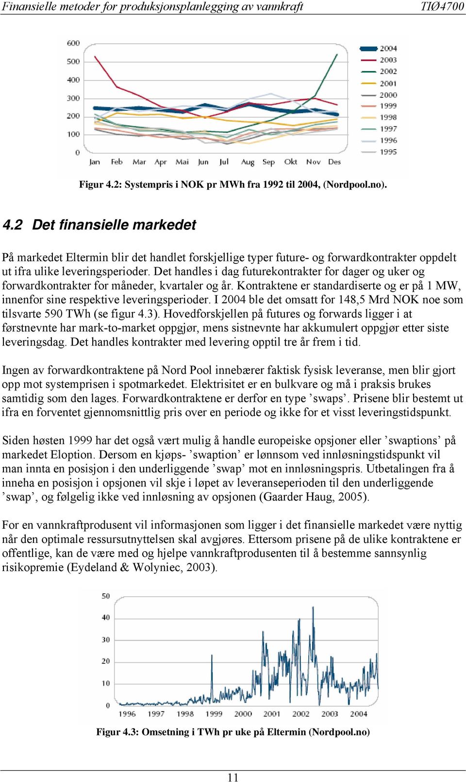 2 De finansielle markede På markede Elermin blir de handle forskjellige yper fuure- og forwardkonraker oppdel u ifra ulike leveringsperioder.