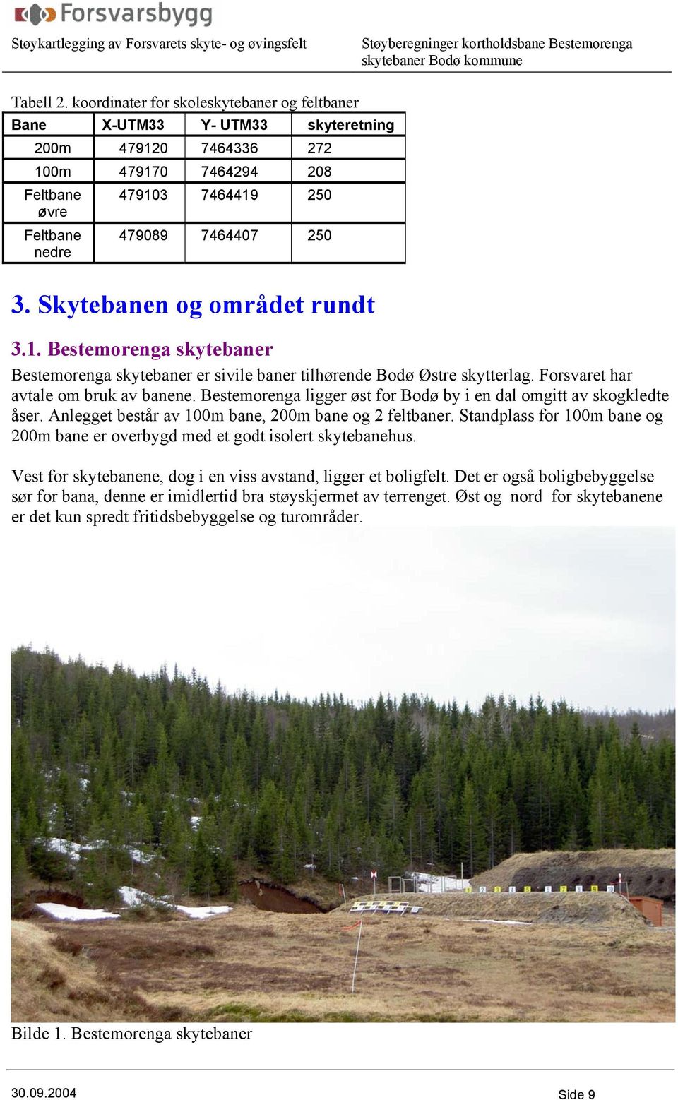Skytebanen og området rundt 3.1. Bestemorenga skytebaner Bestemorenga skytebaner er sivile baner tilhørende Bodø Østre skytterlag. Forsvaret har avtale om bruk av banene.
