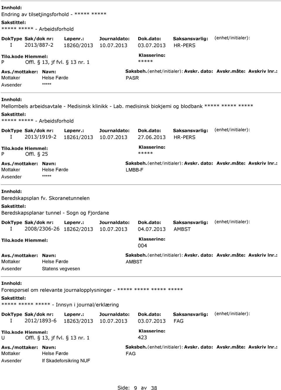 medisinsk biokjemi og blodbank - Arbeidsforhold 2013/1919-2 18261/2013 27.06.2013 LMBB-F Avsender nnhold: Beredskapsplan fv.