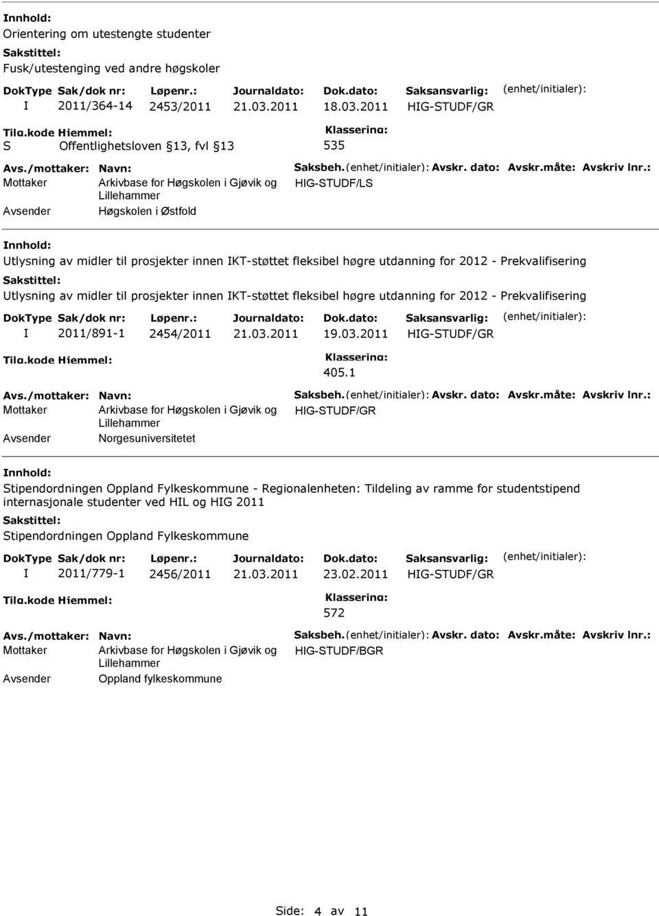 Prekvalifisering 2011/891-1 2454/2011 19.03.2011 HG-TDF/GR 405.