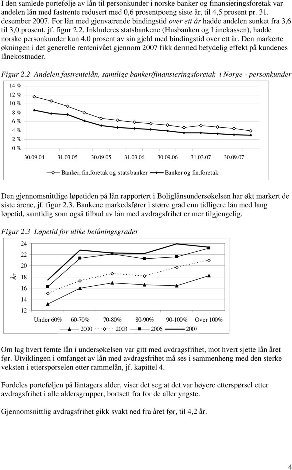 2. Inkluderes statsbankene (Husbanken og Lånekassen), hadde norske personkunder kun 4,0 prosent av sin gjeld med bindingstid over ett år.