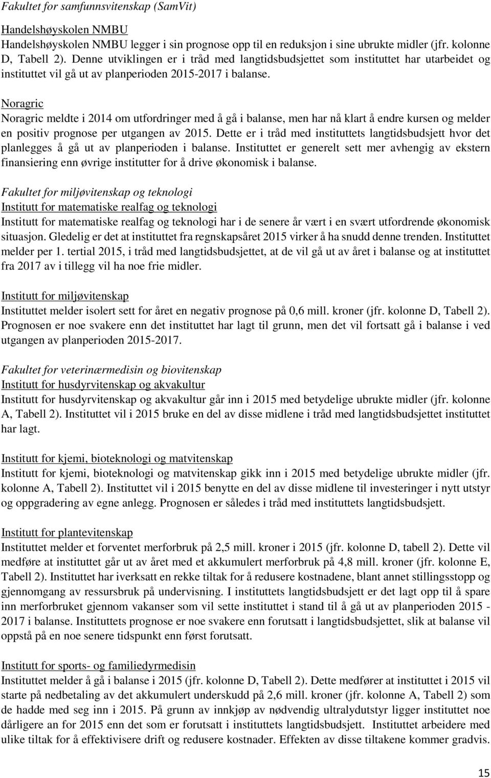 Noragric Noragric meldte i 2014 om utfordringer med å gå i balanse, men har nå klart å endre kursen og melder en positiv prognose per utgangen av 2015.