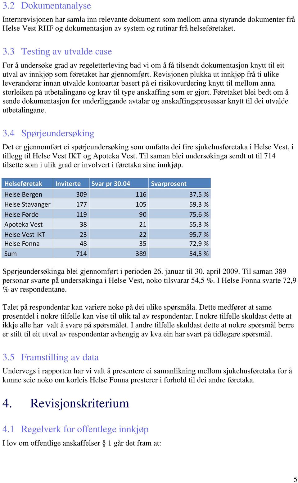 Revisjonen plukka ut innkjøp frå ti ulike leverandørar innan utvalde kontoartar basert på ei risikovurdering knytt til mellom anna storleiken på utbetalingane og krav til type anskaffing som er gjort.